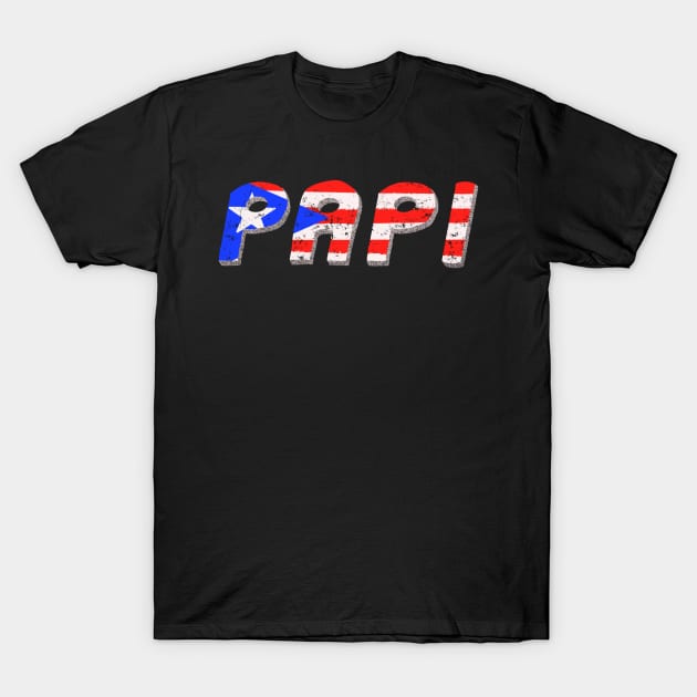 Papi Puerto Rico Boricua Flag Camiseta T-Shirt by lucidghost